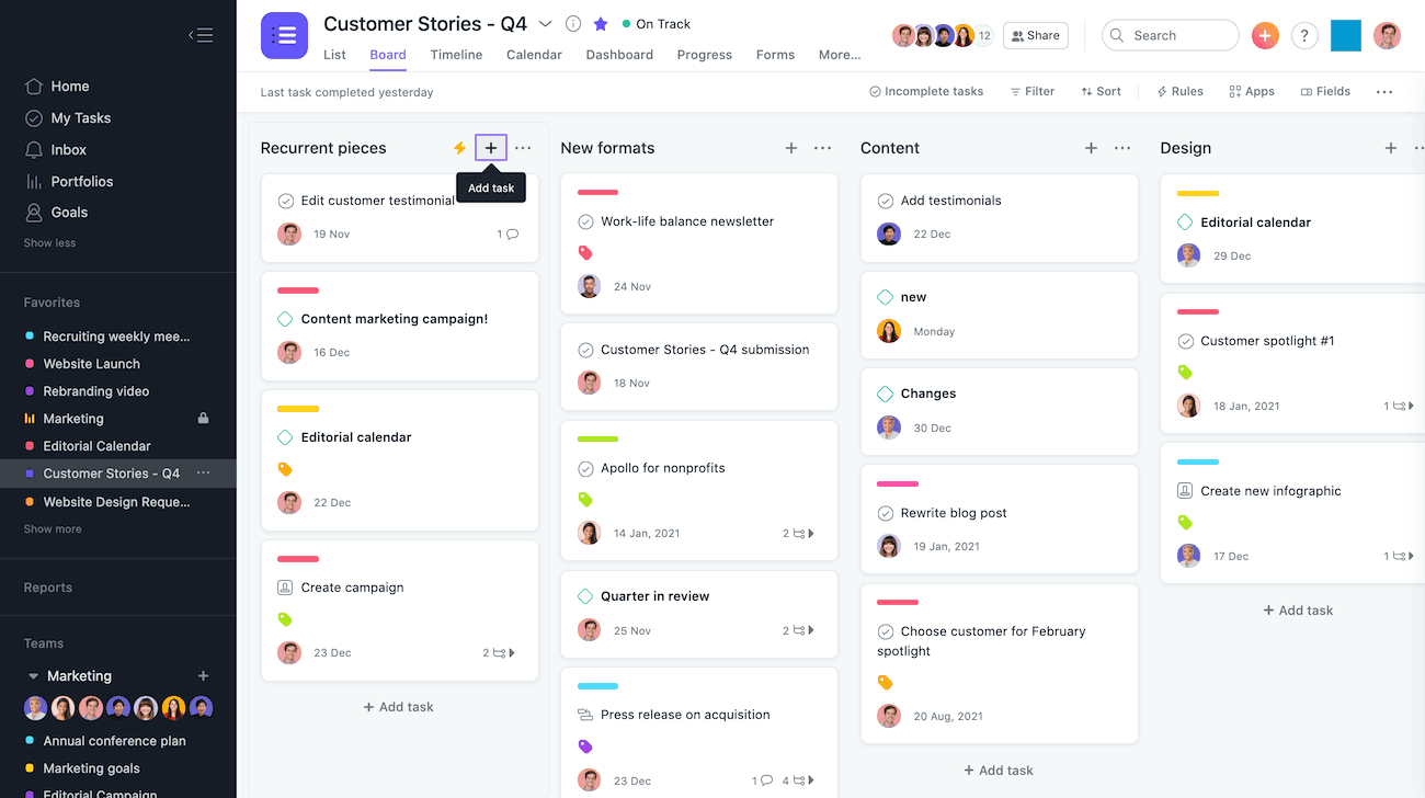 Asana project management app