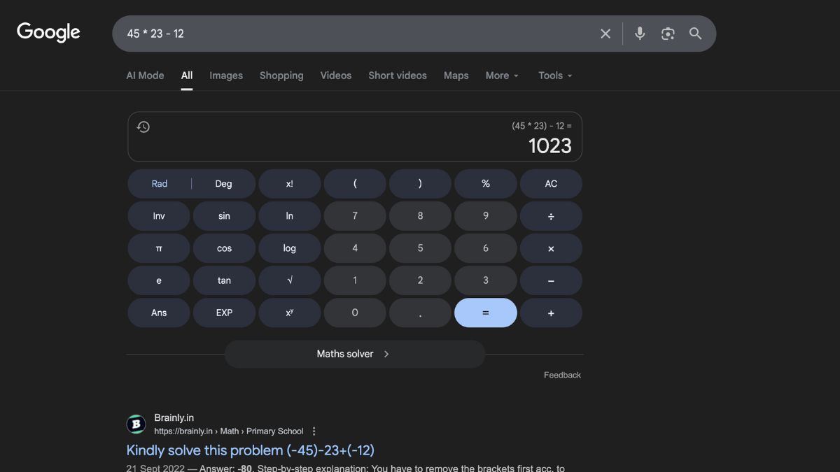 How to use google search bar as calculator