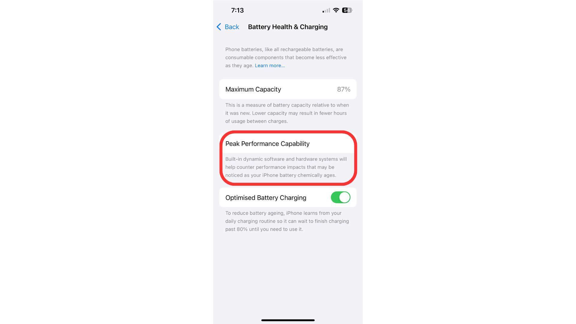 iPhone Performance Capacity