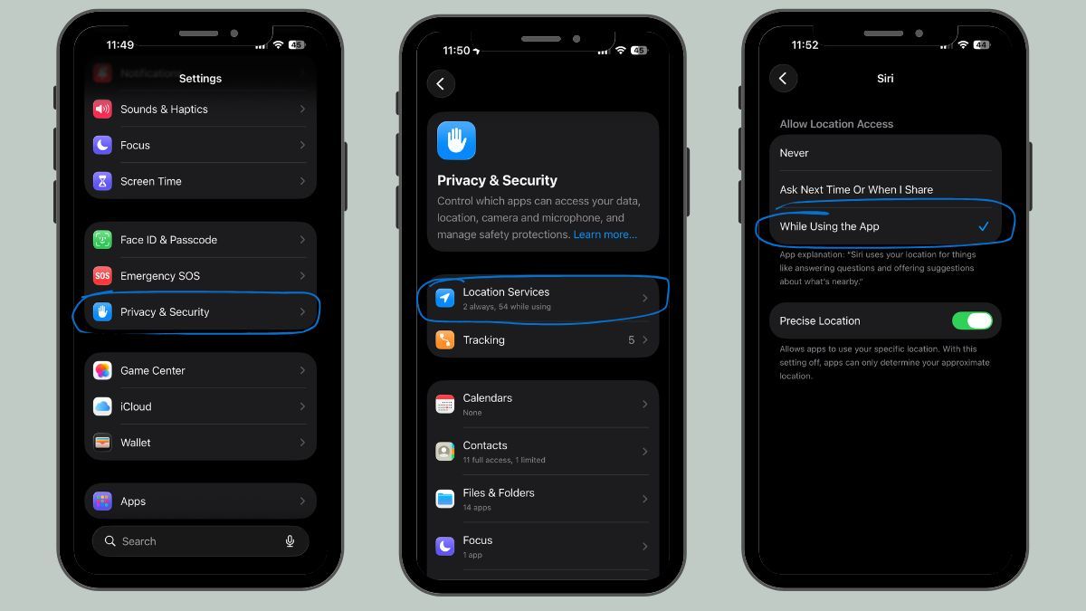 iPhone disable location service for AI app to reduce battery drain faster