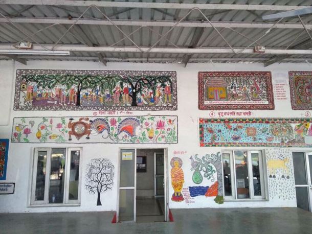 Mithila Art at Madhubani Railway Station