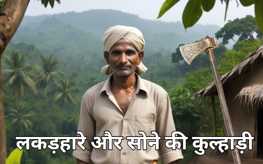 HIndi Moral story - Woodcutter and Golden axe