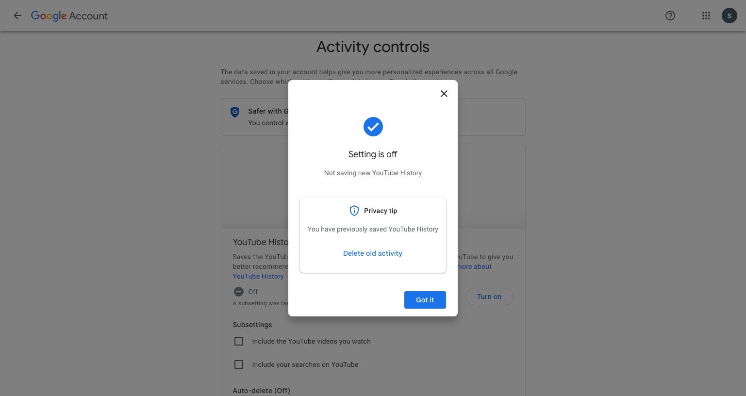 How to turn off Youtube watch History