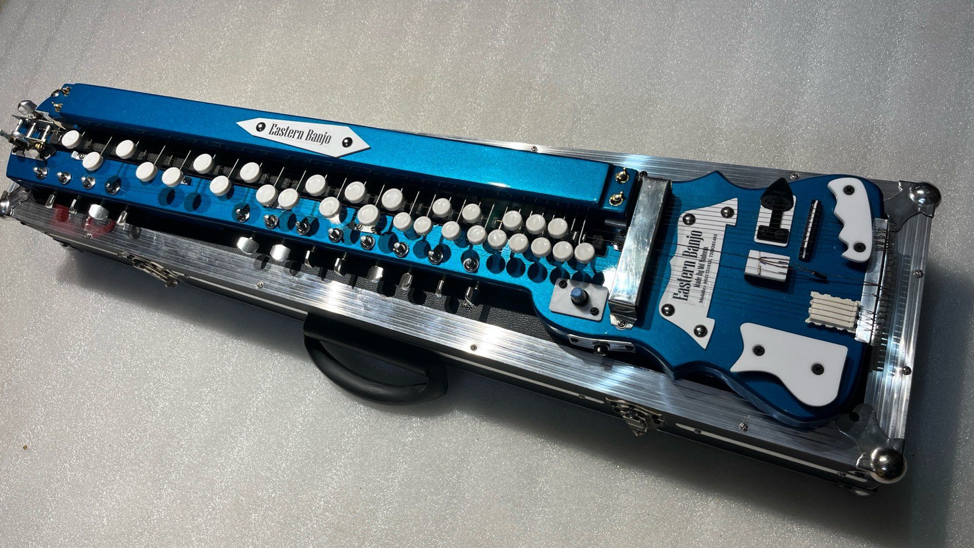 14 Strings Cyan Swarmandal Banjo With Hard Case