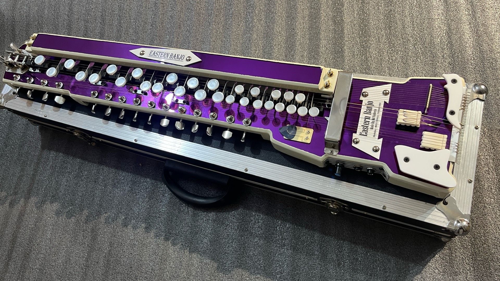 Purple Mirror Acrylic 18 Strings Swarmandal Banjo 