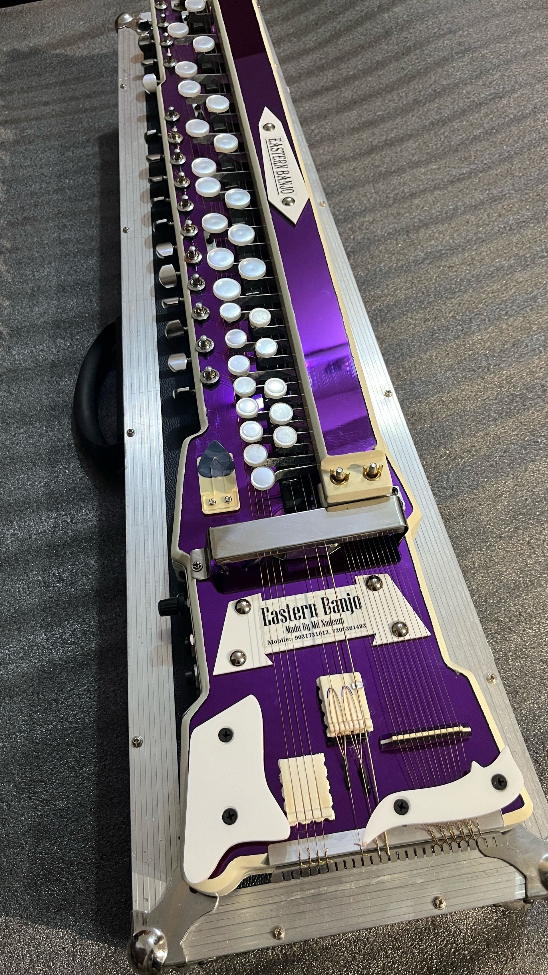 Purple Mirror Acrylic 18 Strings Swarmandal Banjo 