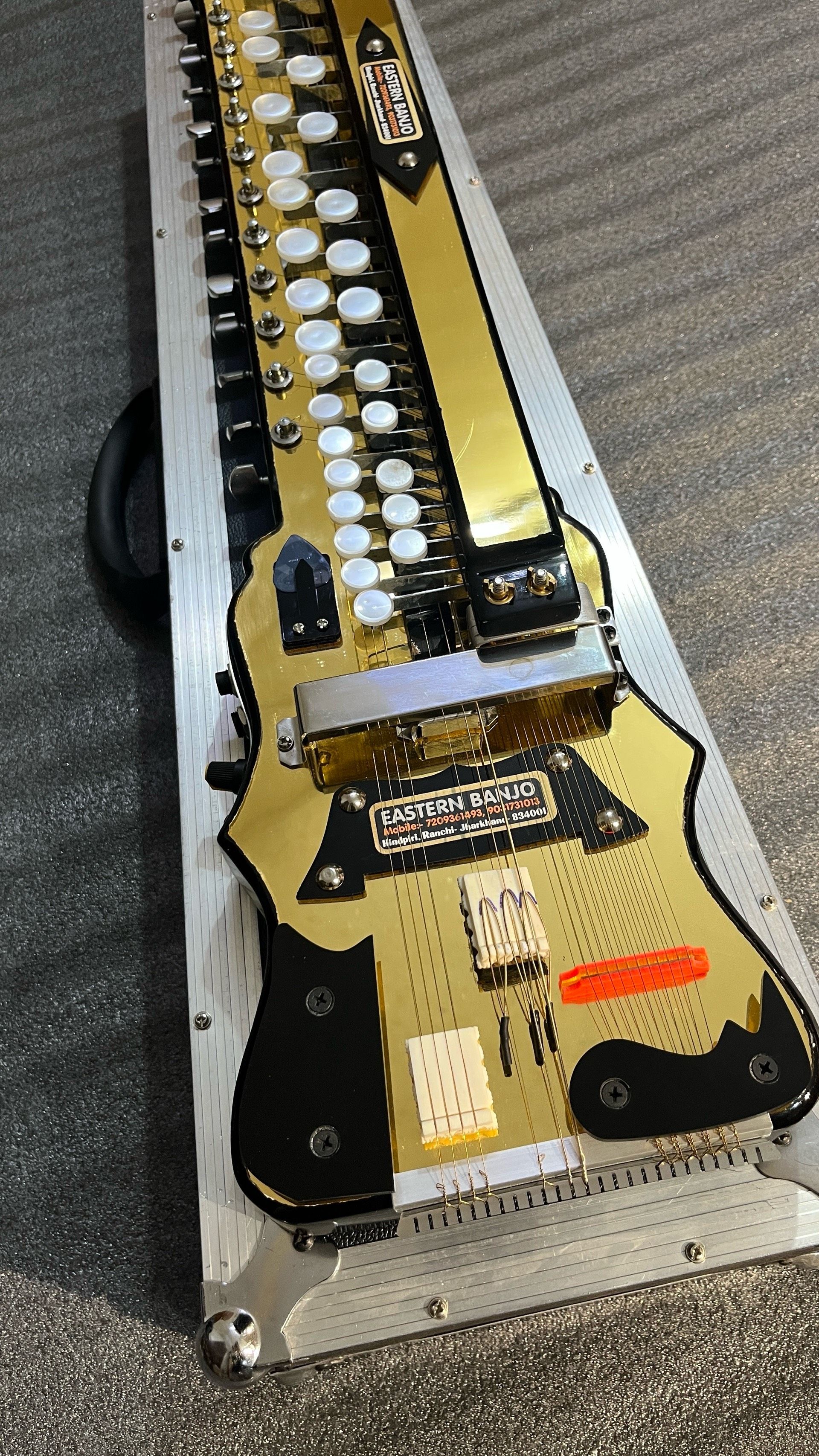 Golden Mirror Acrylic 18 Strings Swarmandal Banjo 