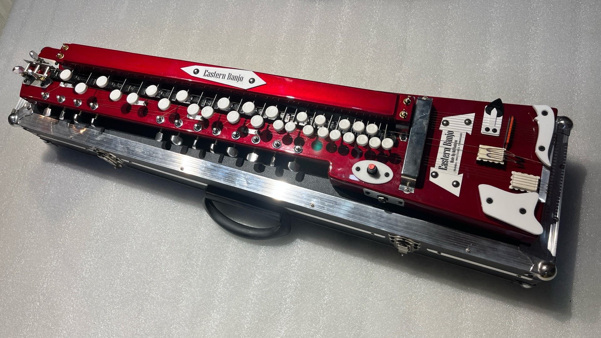 14 Strings Cherry Red Swarmandal Banjo With Hard Case