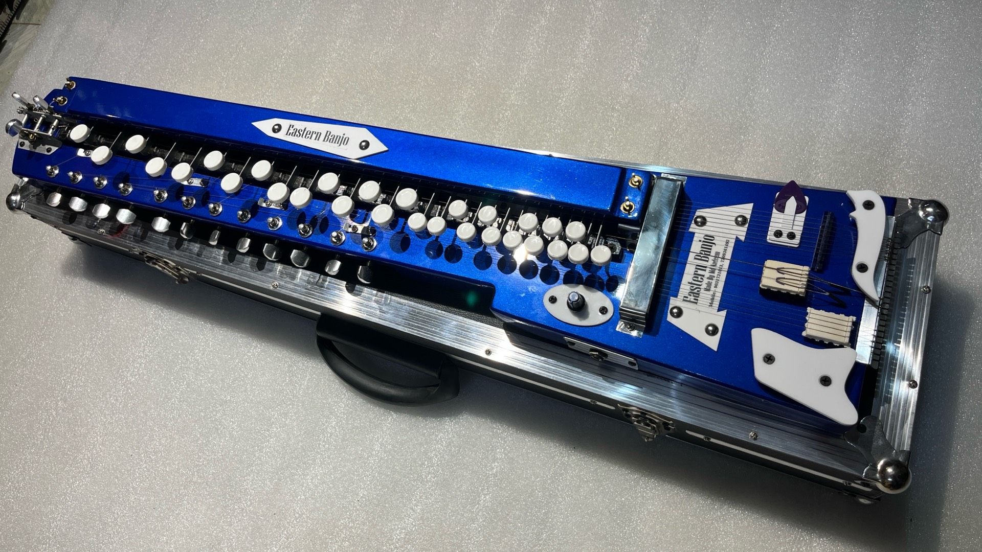 14 Strings Royal Blue Swarmandal Banjo With Hard Case