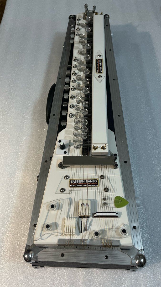 14 Strings White Swarmandal Banjo With Hard Case 