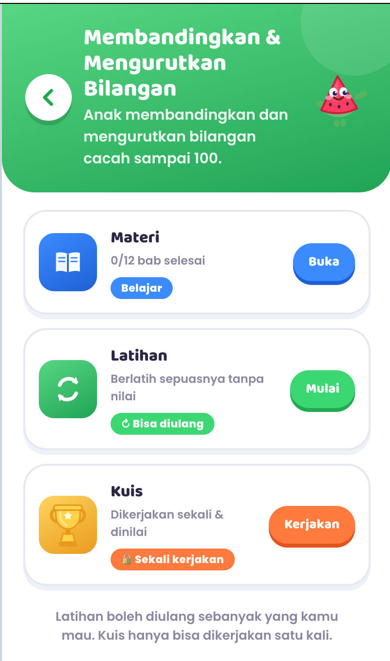 Tampilan Materi Belajar EL Math