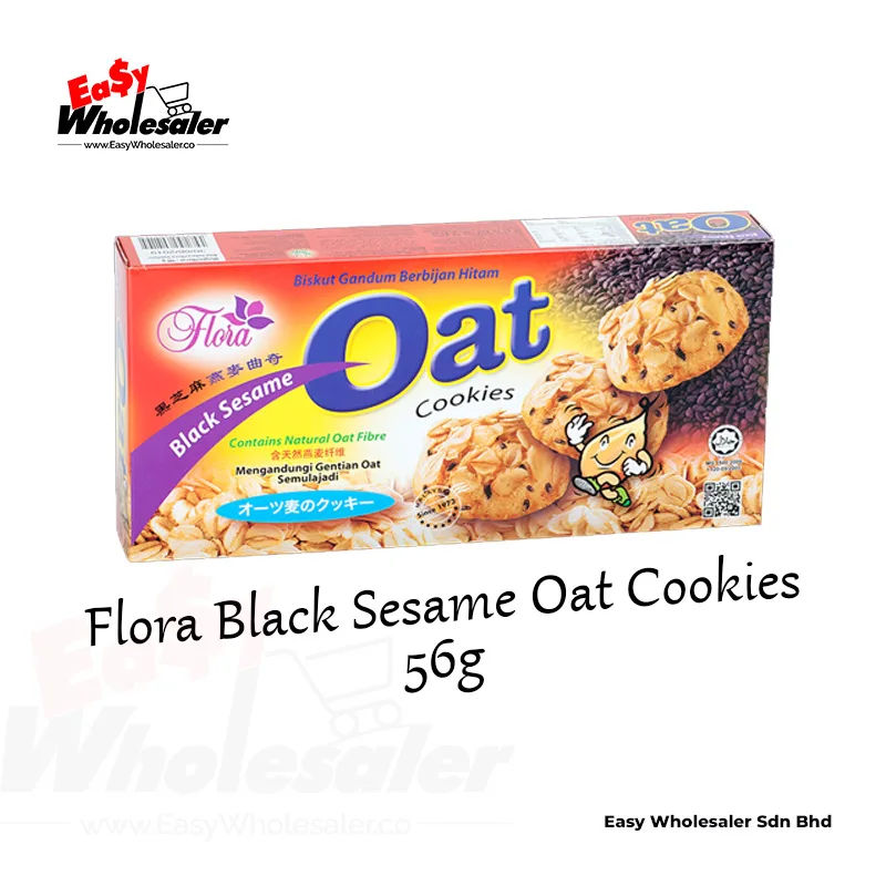 PMN Biscuits Flora Black Sesame Oat Cookies 56g PMN Biscuits Flora Black Sesame Oat Cookies 56g