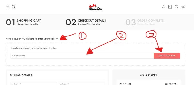 Where to enter the coupon code