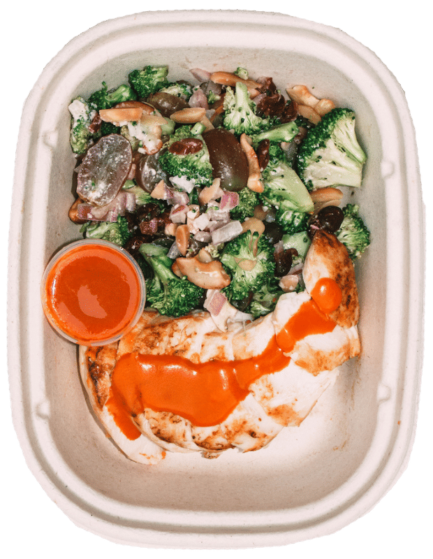 Buffalo Chicken Breast with Broccoli Salad