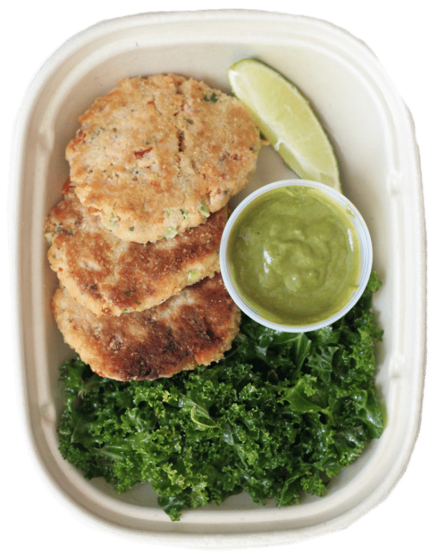 Salmon Cakes with Turmeric Rice & Braised Greens