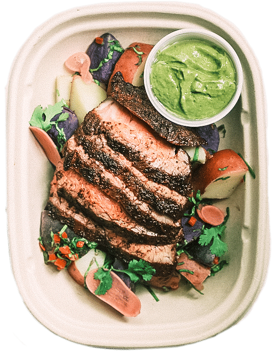 Ancho Chile Steak with Purple Potato Salad