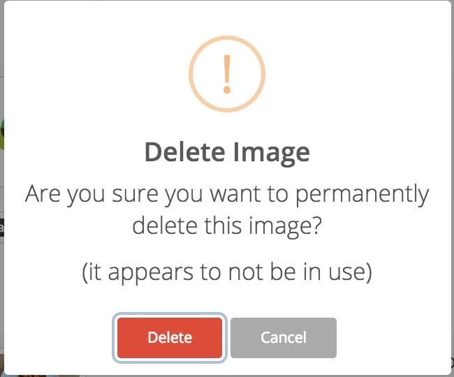 Delete confirmation with an unused image