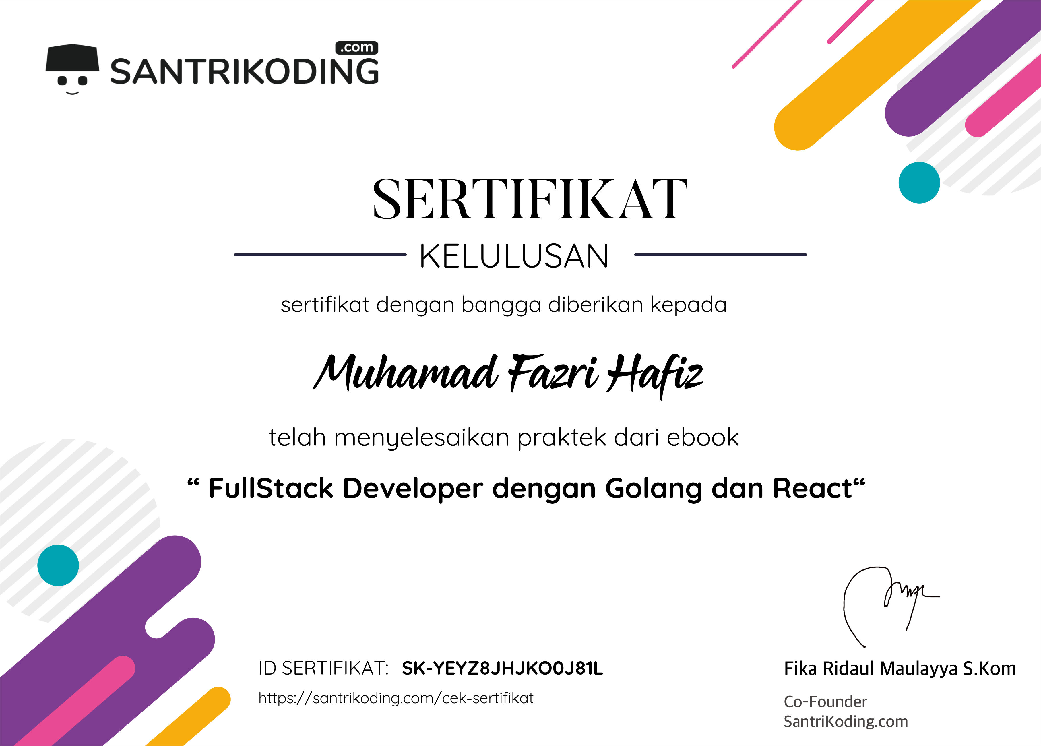 Fullstack Developer Dengan Golang Dan React