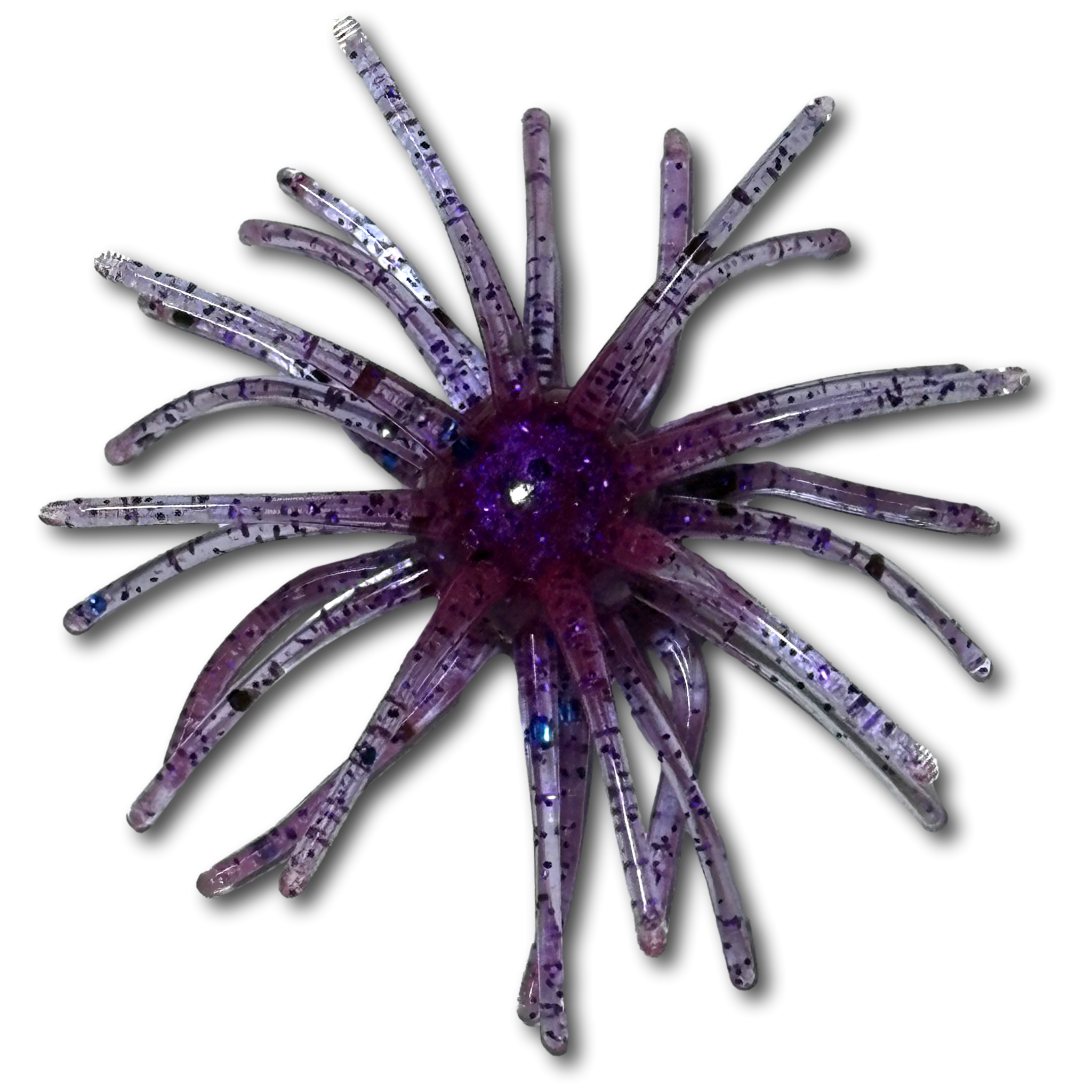 Blind Squirrel Baits 1.5 inch Crappie Urchin soft plastic bait with round body and long tentacle halo
