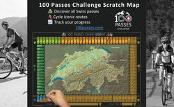 100 Passes CH Challenge Scratch Map / Rubbelkarte | 100 Passes Rubbelkarte | velomarkt.ch