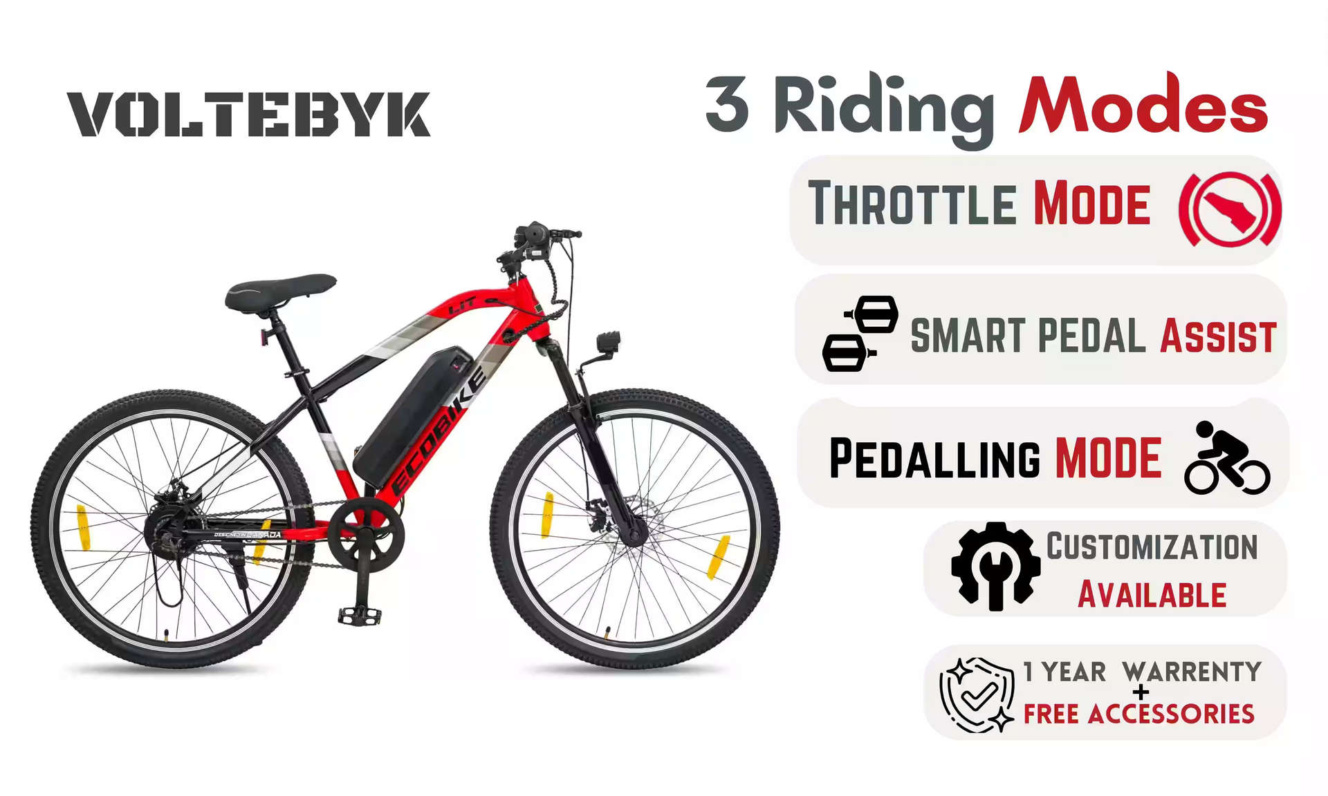 Product Image 4 of Eco-Bike Red Electric Cycle 7.8 Ah - Electric from Voltebyk