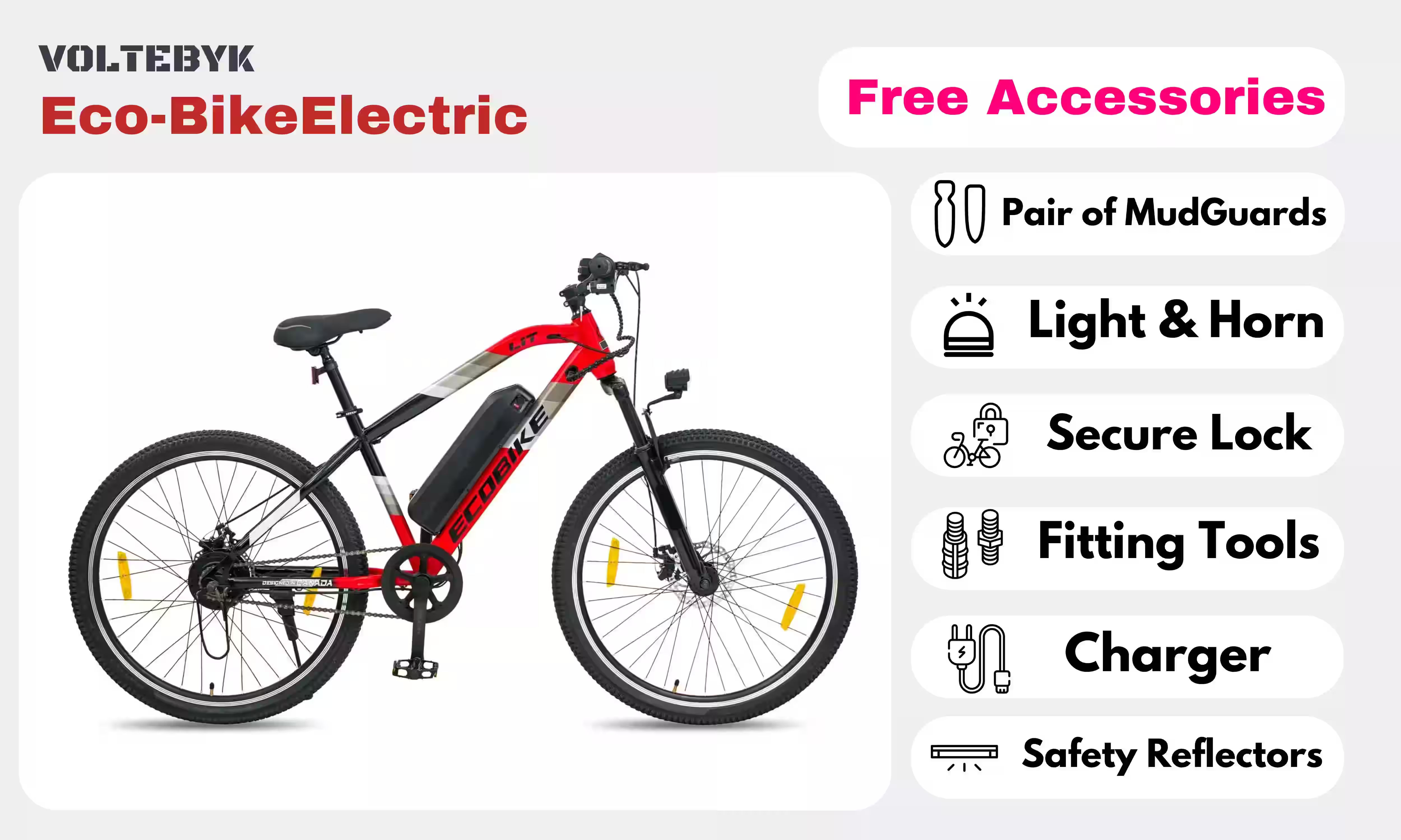 Thumbnail 5 of Eco-Bike Red Electric Cycle 7.8 Ah - Electric from Voltebyk