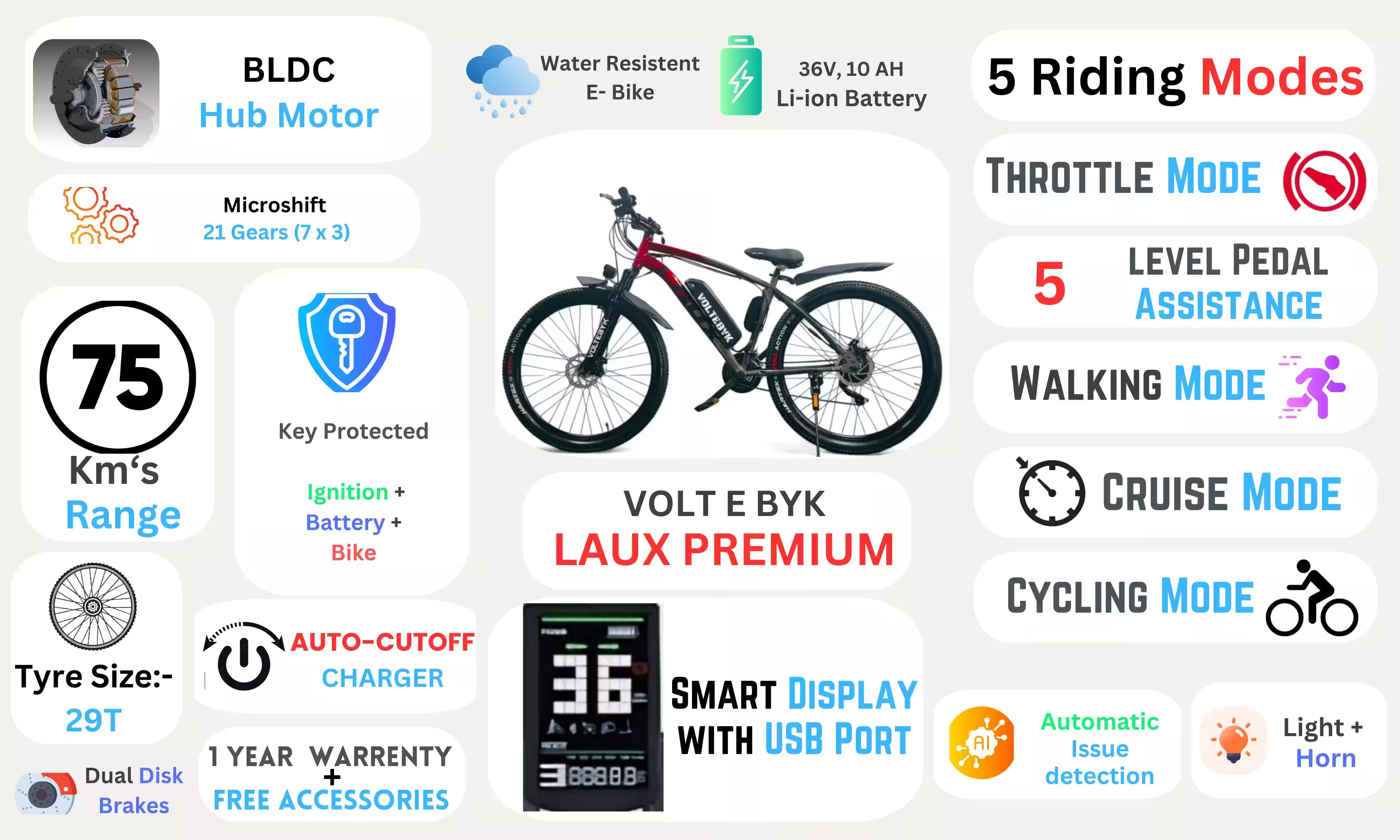Thumbnail 3 of Laux Premium Electric Cycle 13 AH - Electric from Voltebyk