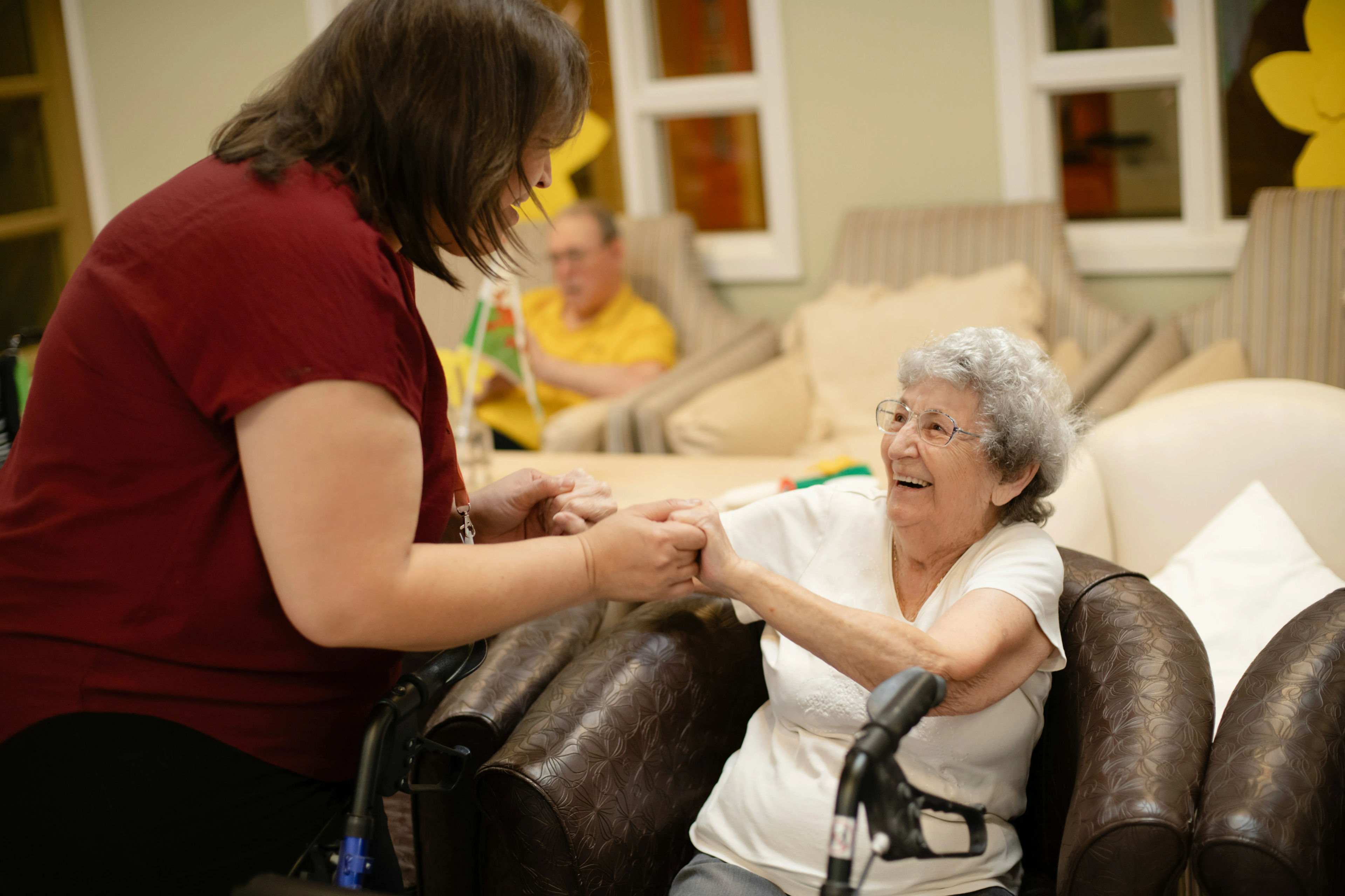 Care professional assisting a client