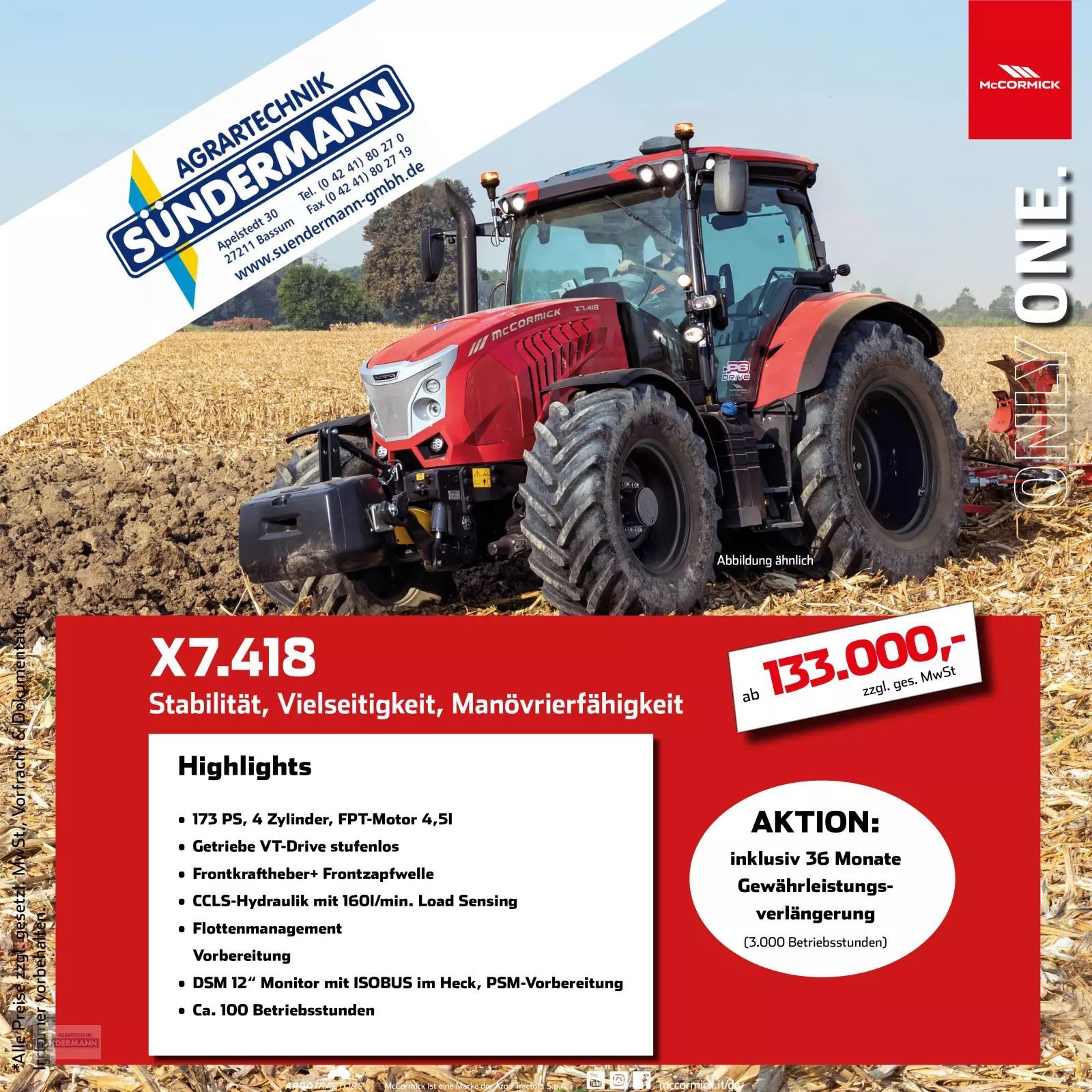 McCormick x7.418 Tractor 133.000 EUR