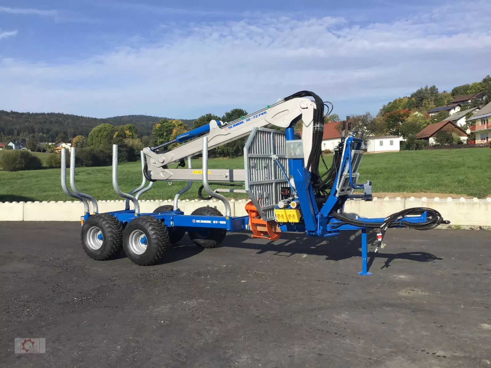 E-FARM: Scandic st-10s rückewagen 13t 7,9m kran 850kg hubkraft druckluft - Remorque forestière - id JGPY9P7 - Année: 2025 - Allemagne