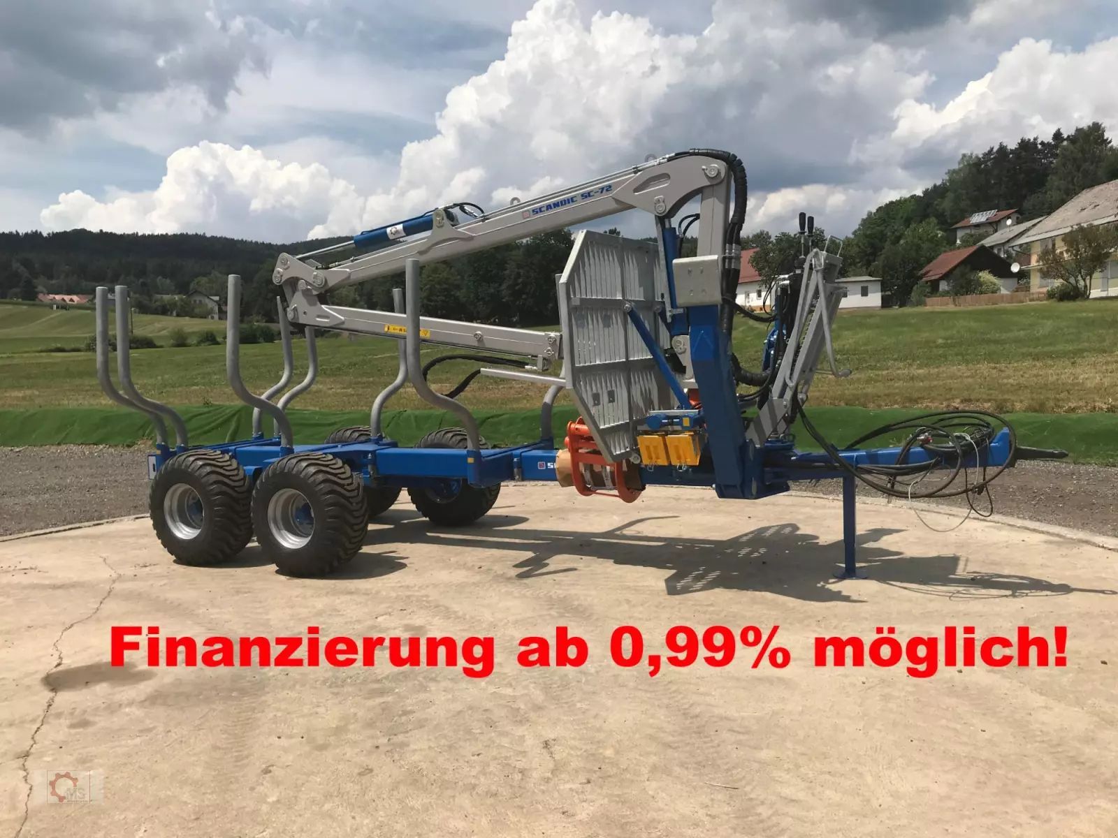 Scandic st-10s rückewagen 13t 7,9m kran 550kg hubkraft druckluft Forestry trailer