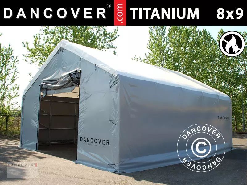 E-FARM: sonstige zelthalle titanium 8x9x3x5m, weiss/grau - Χειρισμός αποθήκευσης σιτηρών - id 8NAFRYF - 5.826 € - Χρονία: 2018 - Δανία