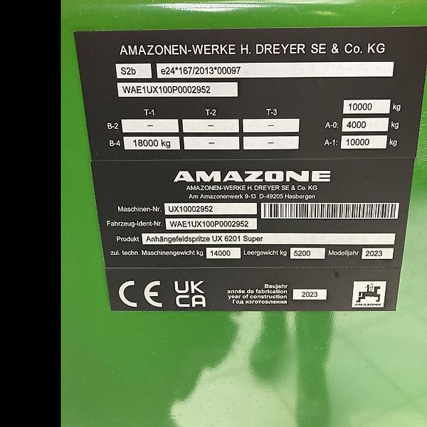 E-FARM: Amazone ux 6201 super - Pulverizador - id 9BNU14B - 128.290 € - Año: 2023 - Alemania