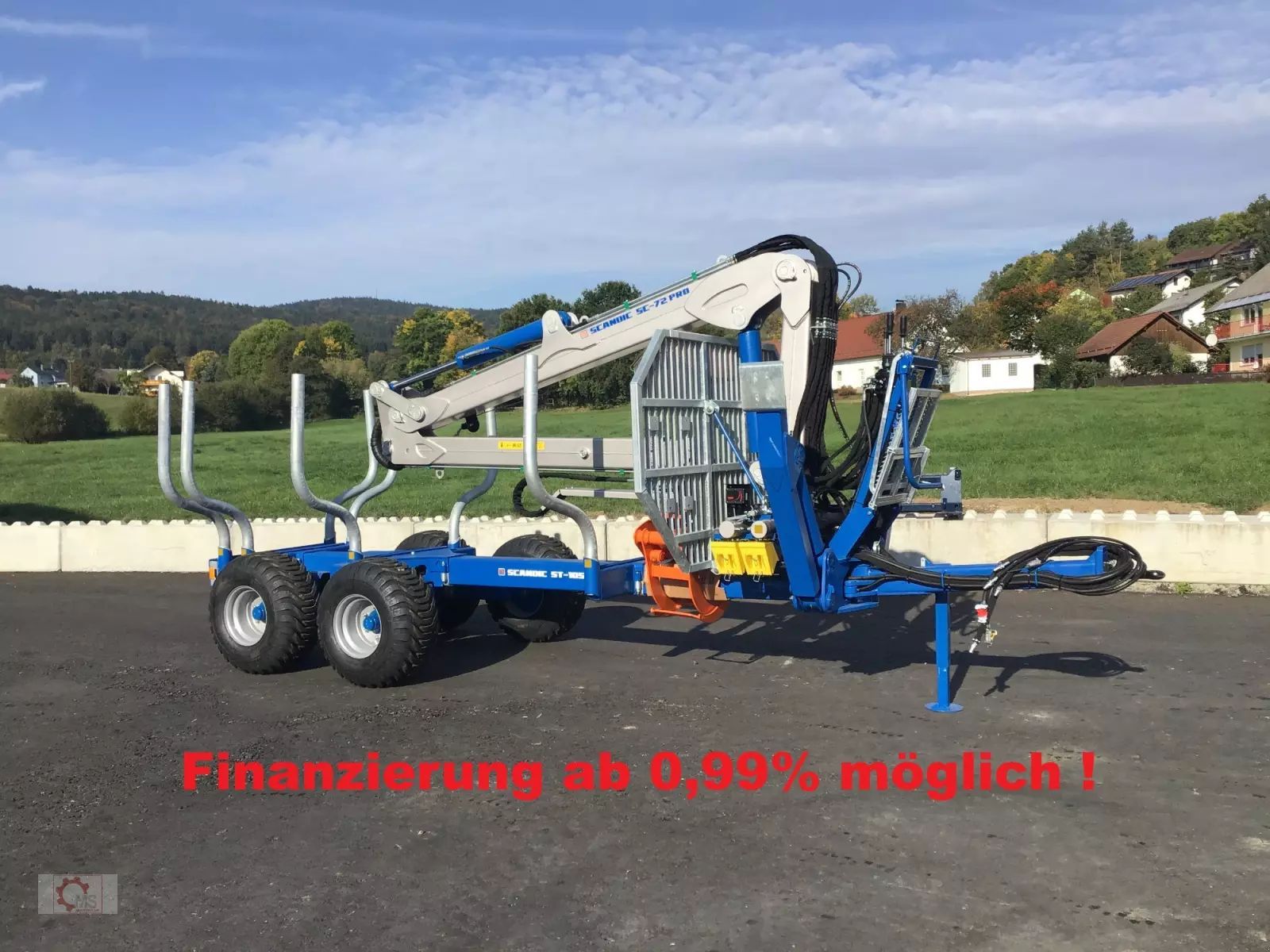 Scandic st-10s rückewagen 13t 7,9m kran 850kg hubkraft druckluft Forstanhänger