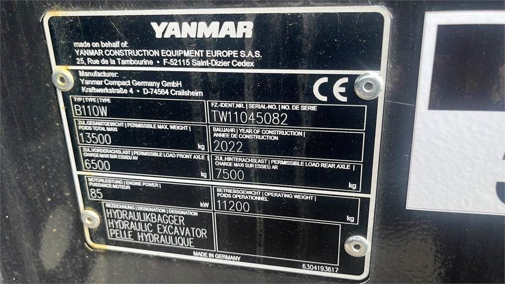 Yanmar b110w Koparka kołowa 105 000 €