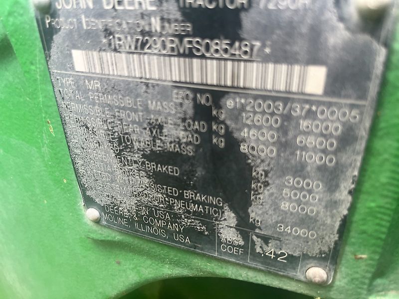 E-FARM: John Deere 7290 R - Traktor - id CBQJFA3 - 67.000 € - Baujahr: 2015 - Abgelesene Motorstunden: 12.830,Motorleistung (PS): 290,Deutschland