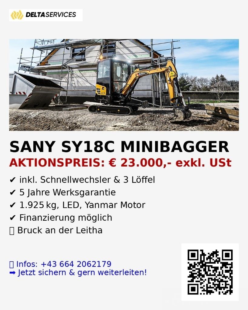 Sany SY18C Minikoparka 23 000 €