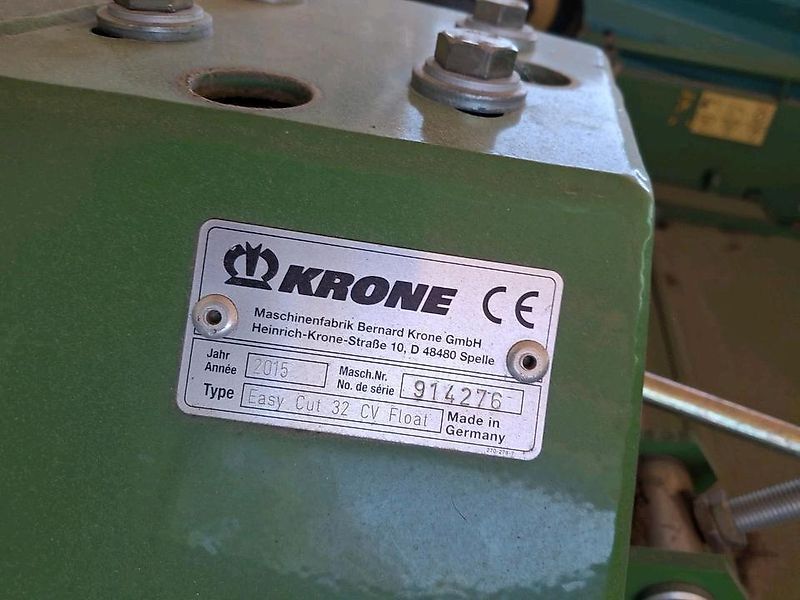 E-FARM: Krone EasyCut 32 CV Float - Mower - id KLXMJH3 - €9,877 - Year of construction: 2015 - Germany