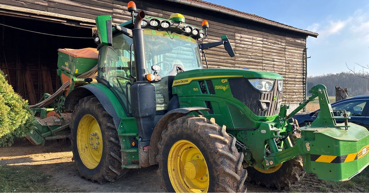 E-FARM: John Deere 6R 150 - Tracteur - id NH6AQNH - 125 000 € - Année: 2023 - Lecture du nombre d'heure: 730,Puissance du moteur (chevaux): 150,France