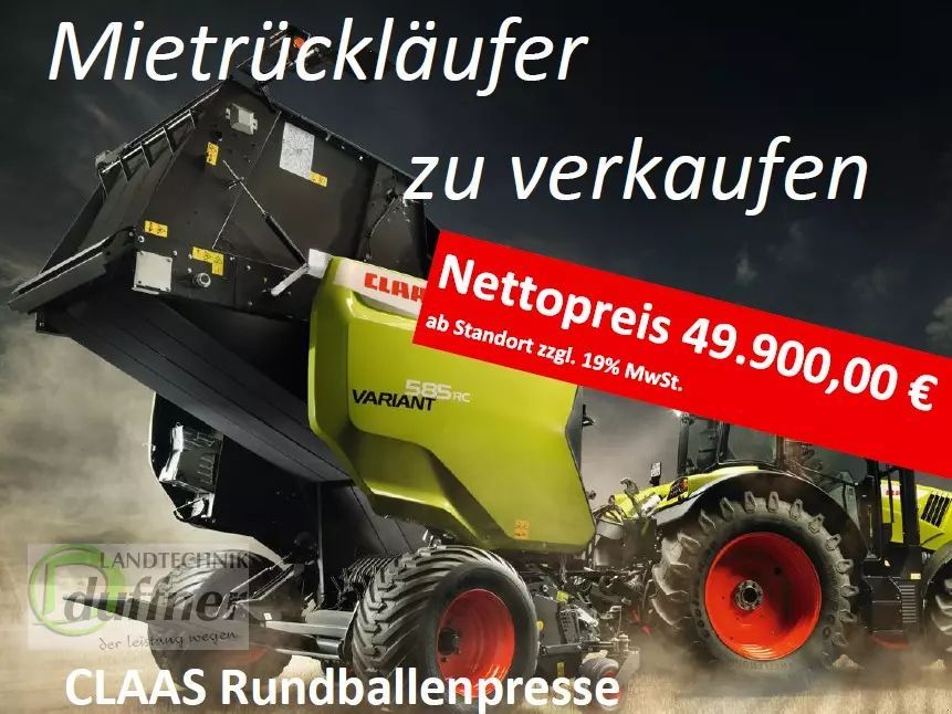 E-FARM: Claas Variant 585 RC Pro - Presă de balotat - id F7TSJRB - 49.900 EUR - Anul: 2023 - Germania