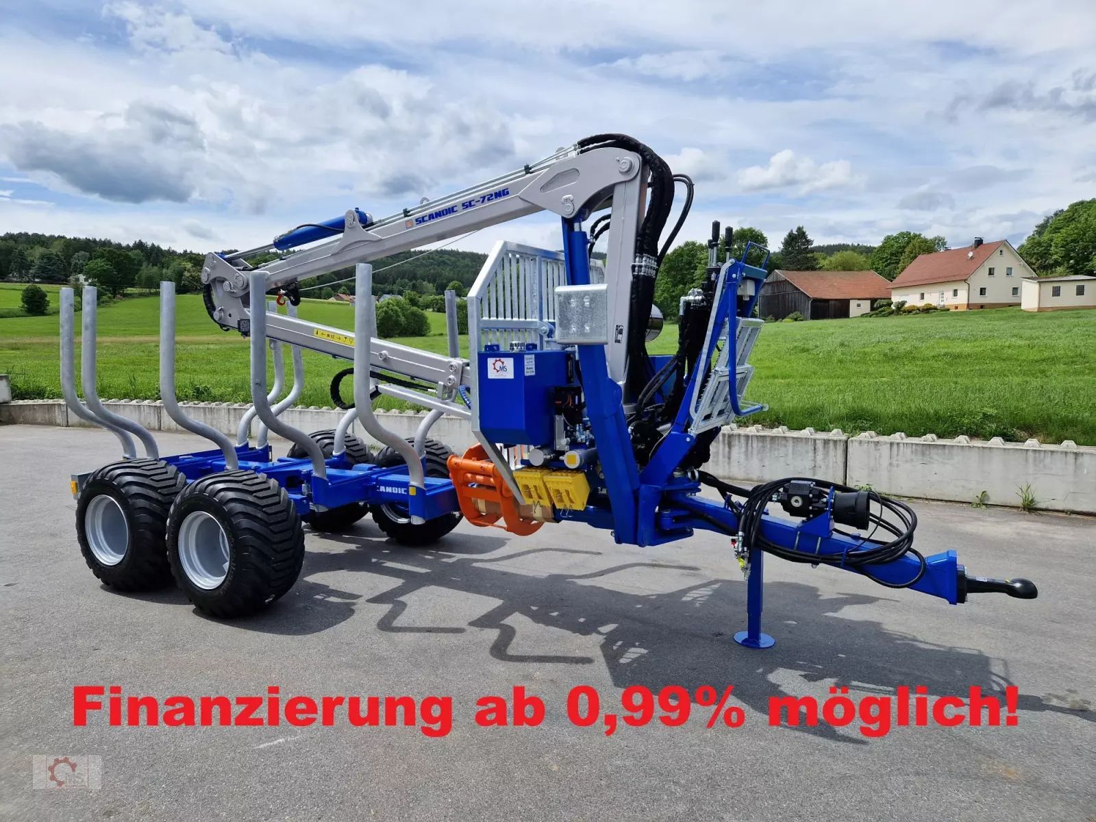 Scandic st-8 10,5t 7,9m kran 550kg hubkraft druckluft untenanhängung Forestry trailer