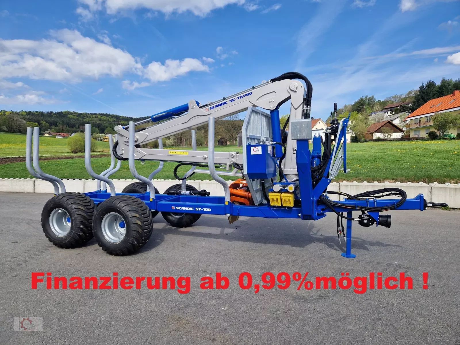 Scandic st-10d rückewagen 13t 7,9m kran 850kg hubkraft druckluft Forestry trailer