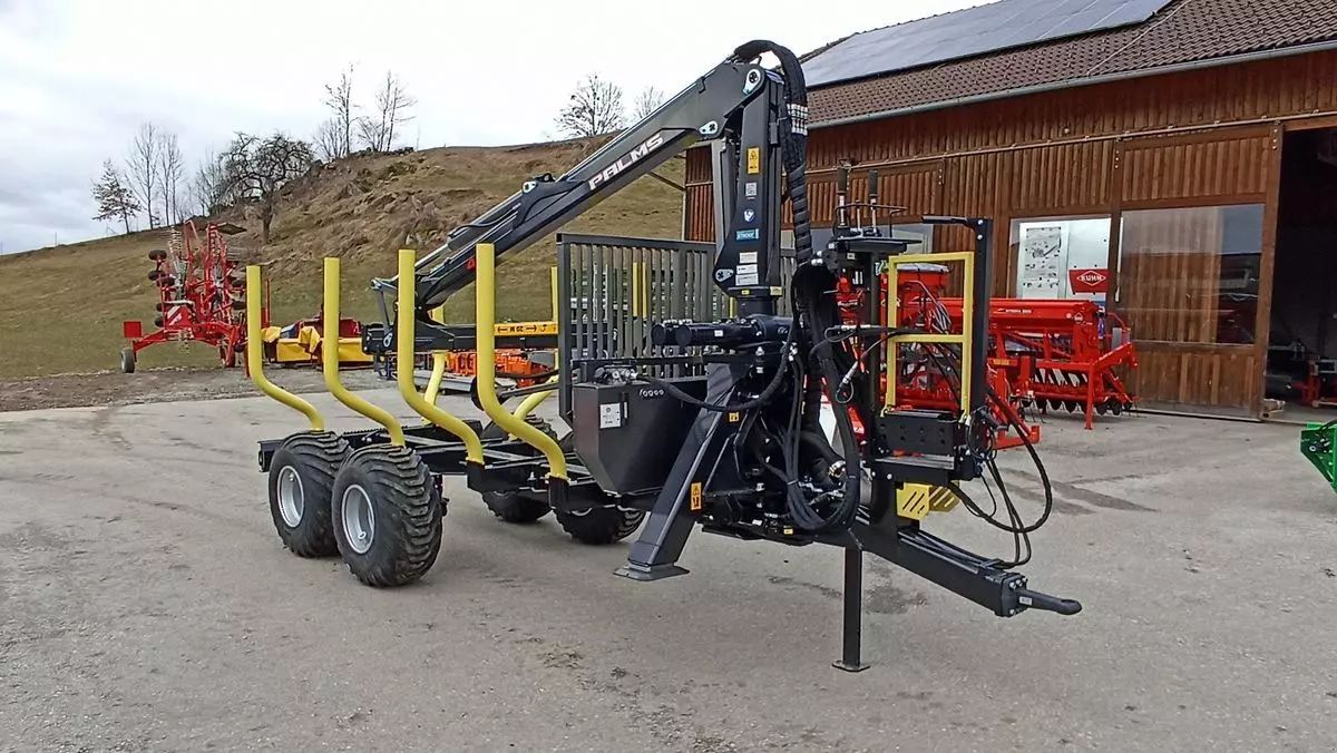 E-FARM: palms h8sx + k 4.71 - Forestry trailer - id DF72WAL - Year of construction: 2025 - Austria