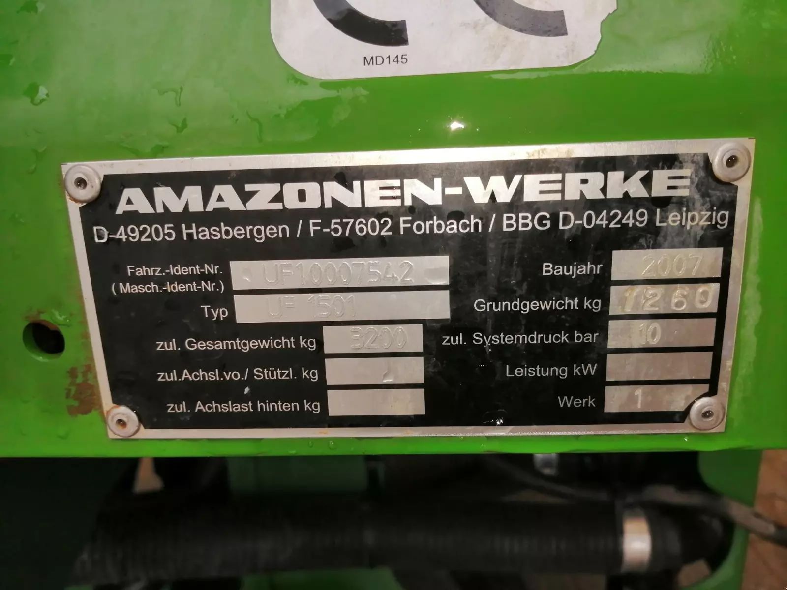 Amazone uf 1501 Pulverizador 16.750 €