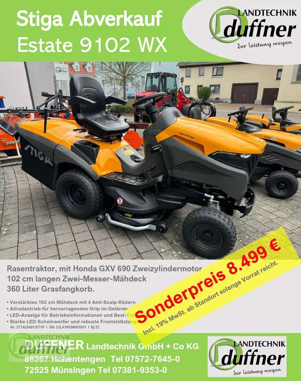 E-FARM: STIGA Estate 9102 WX - Lawn mower - id 1RF5MEW - €7,142 - Year of construction: 2022 - Germany