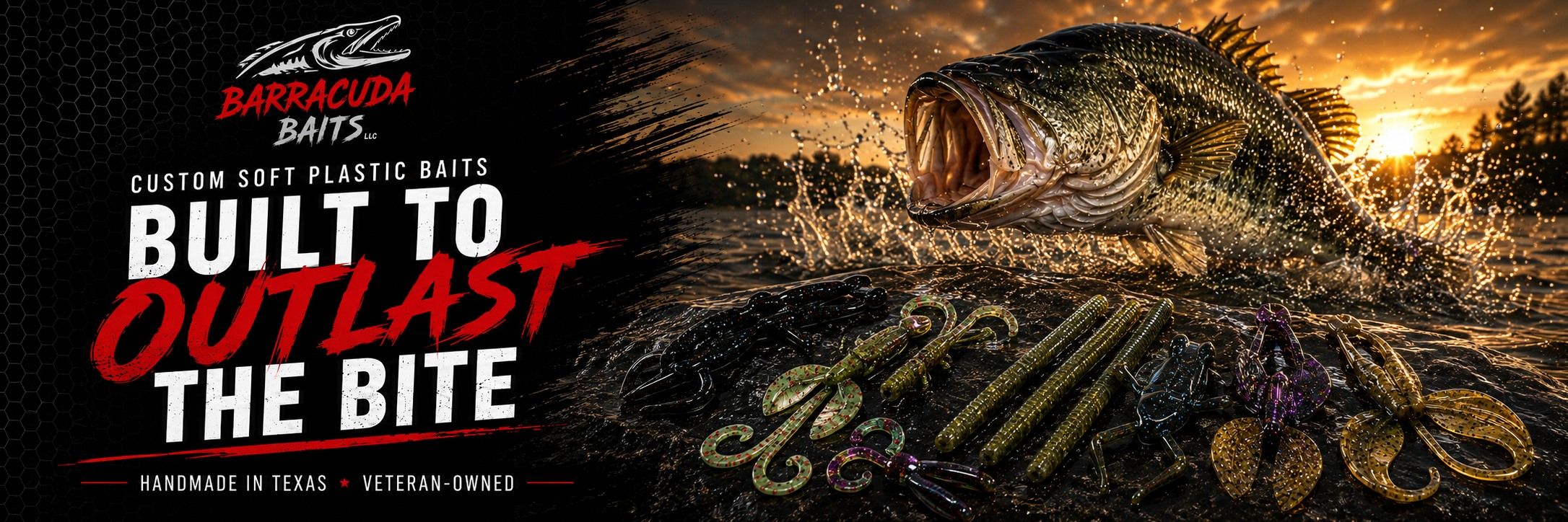 Barracuda Baits handmade custom soft plastic fishing baits - Built to Outlast the Bite