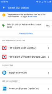 HDFC Debit Card EMI Process