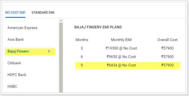 Galaxy S9 Bajaj Finserv EMI