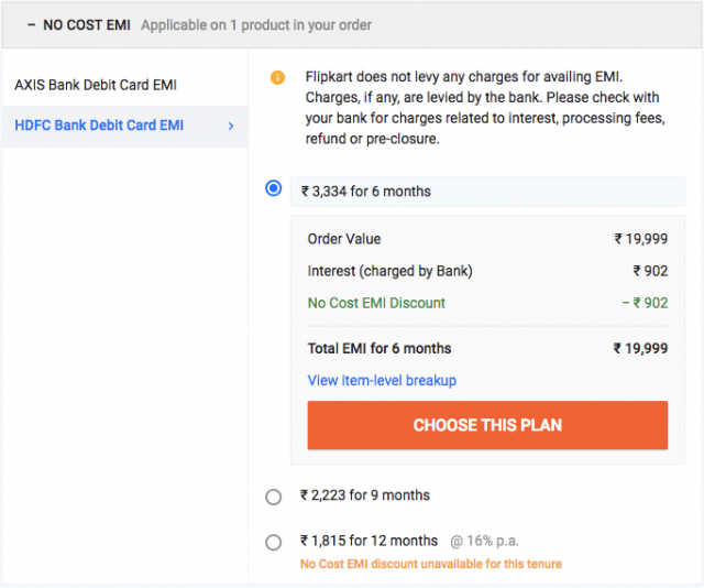 hdfc debit card emi on flipkart 80000 finance no documents