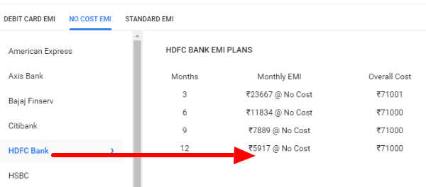 Google Pixel 3 No Cost EMI HDFC